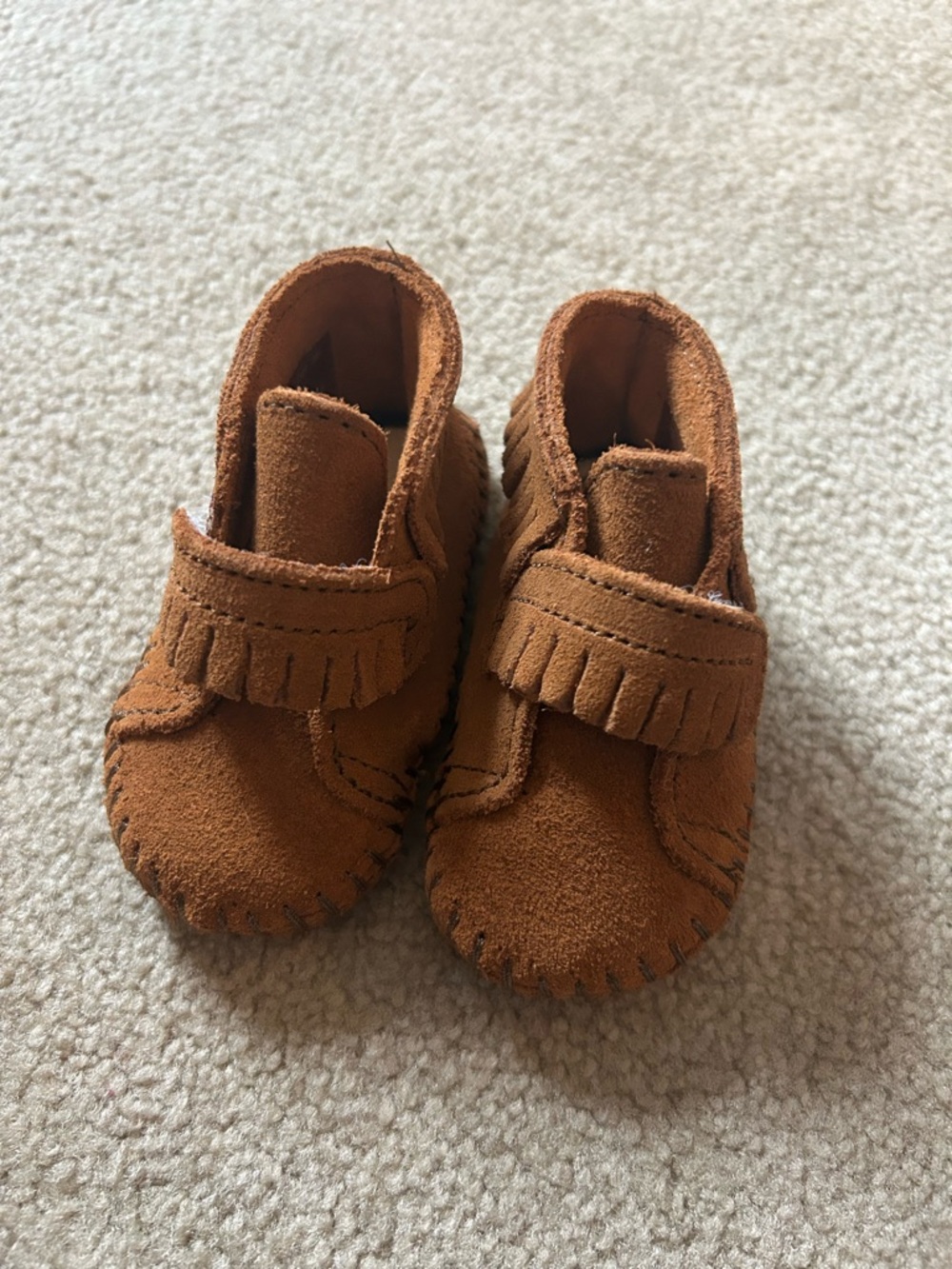Minnetonka Kids Chestnut Brown Suede Fringe Moccasins